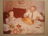 Thanksgiving at Grandpa Davis's. Davd asks for turkey!